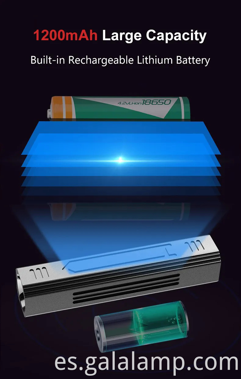 Linterna UV de 365 nm portátil con luz negra recargable y 5 modos